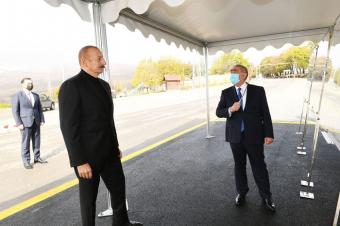 Prezident İlham Əliyev İsmayıllı rayonunda Basqal-Sulut avtomobil yolunun açılışında iştirak edib